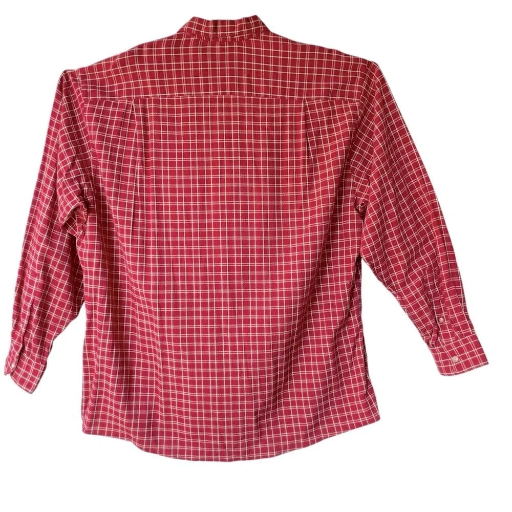 Paul Fredrick Red Plaid Button Down Shirt XL – Made in USA, Rayon Cotton Blend